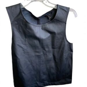 Banana Republic Black Faux Leather Sleeveless Top | Color: Black | Size: XL